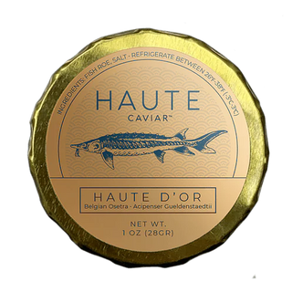 Haute D'Or Osetra Caviar 1 ounce glass jar from Belgium
