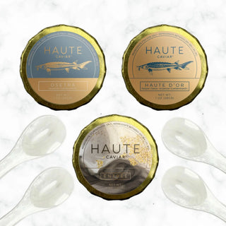 Caviar Sampler Chefs Kit with Mother of Pearl Spoons